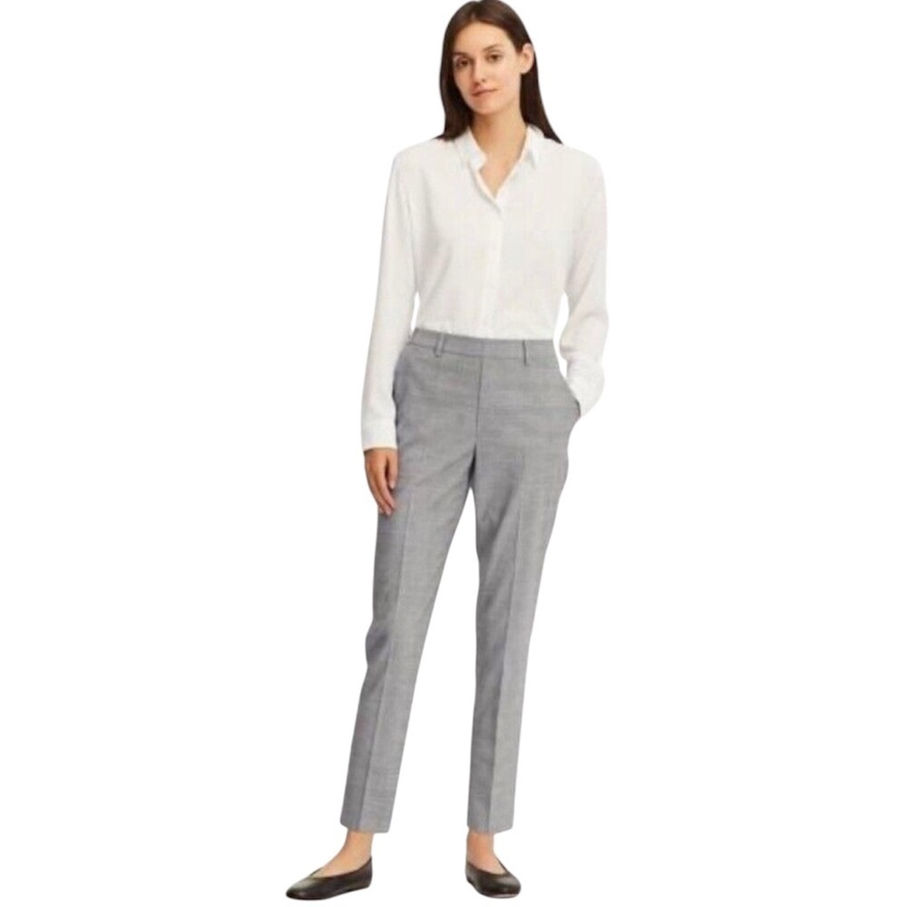 Uniqlo EZY Pull on Gray Tan Plaid‎ Ankle Pants